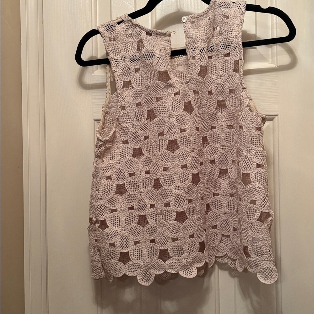 LOFT Floral Lace Sleeveless Blouse - Cream - Picture 2 of 5